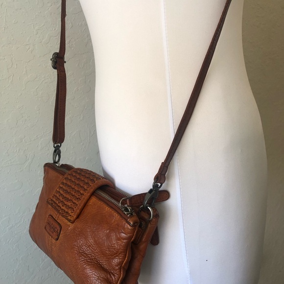 Vilenca Holland super soft Leather Crossbody purse Adjustable strap boho Cognac - Picture 3 of 11